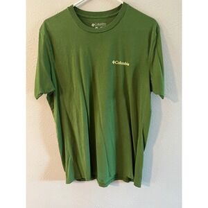 Columbia Mens Large Green Graphic T-Shirt Off-Road SUV Sunset Cotton Tee